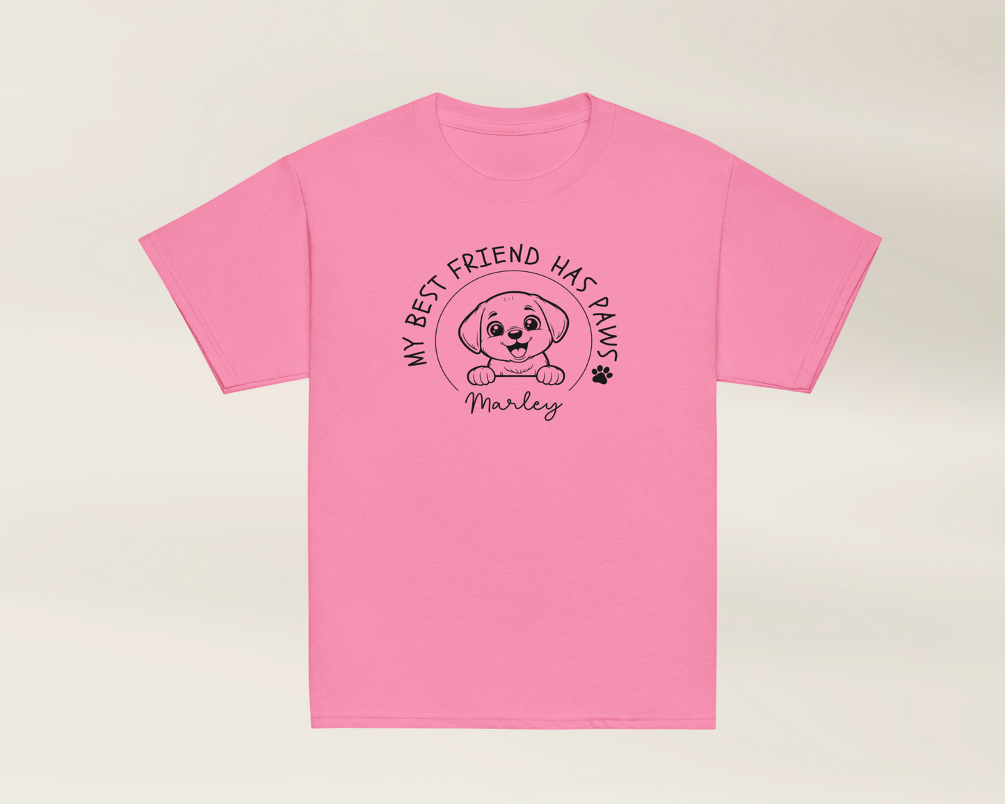 Best Friend Has Paws Kids Tshirt with Personalised Dog