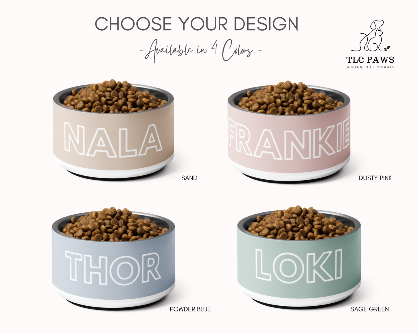 Personalised Dog Bowl and Cat Feeder - Sage - TLC Paws