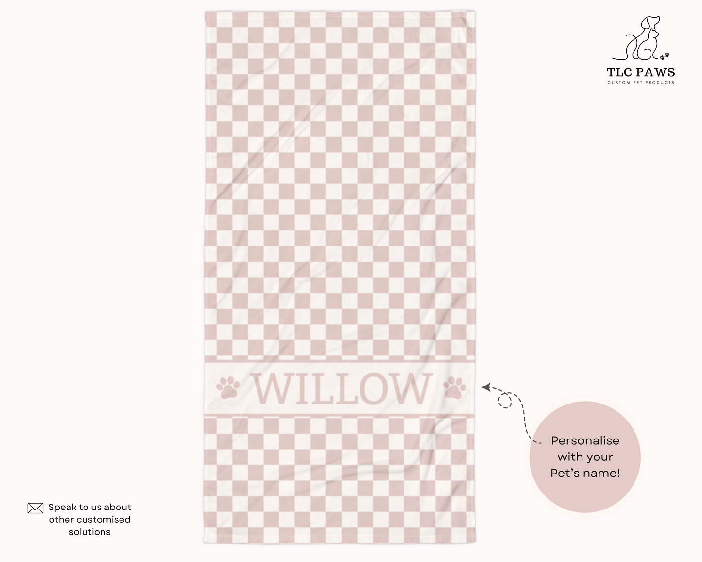 Personalised Beach Towel Checkered Sand – Custom Soft & Absorbent Towels for You and Your Pets - TLC Paws