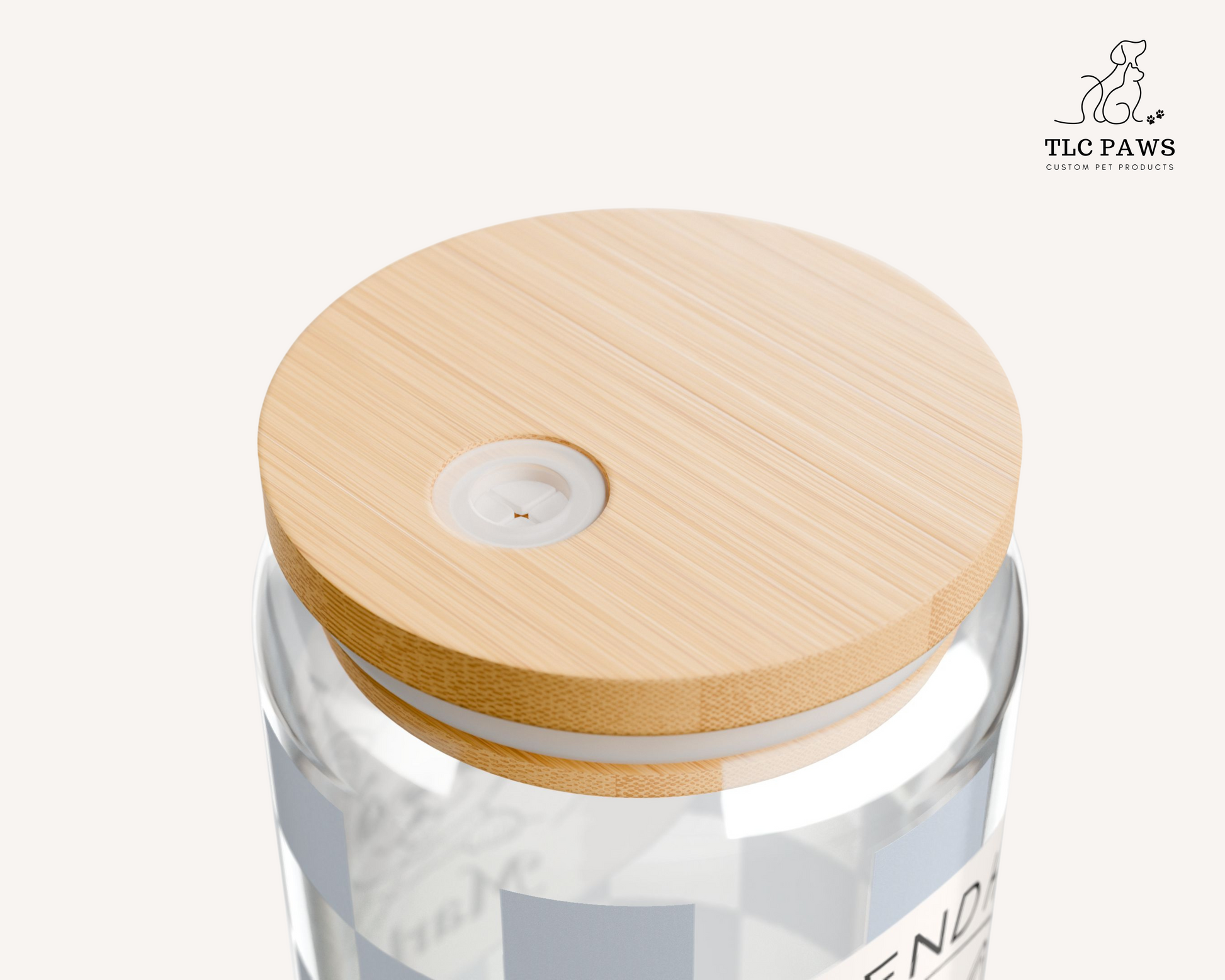 Custom Bulldog Glass Tumbler with Bamboo Lid and Straw - Checkered Powder Blue - TLC Paws