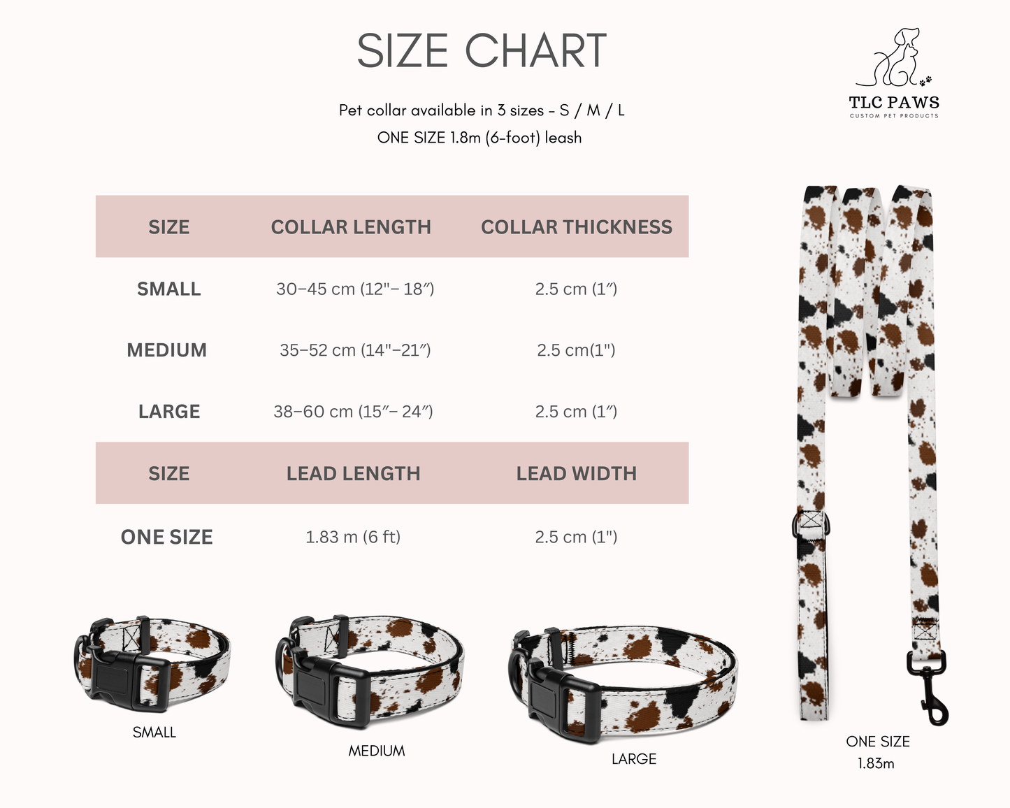 Dog Leash - Cowhide Animal Print - TLC Paws