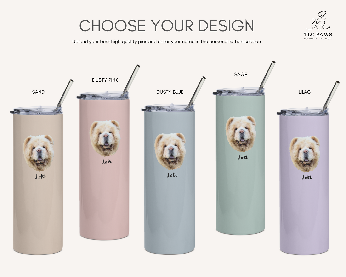 Custom Pet Face Water Bottle Tumbler - TLC Paws