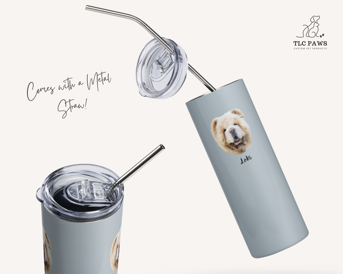Custom Pet Face Water Bottle Tumbler - TLC Paws
