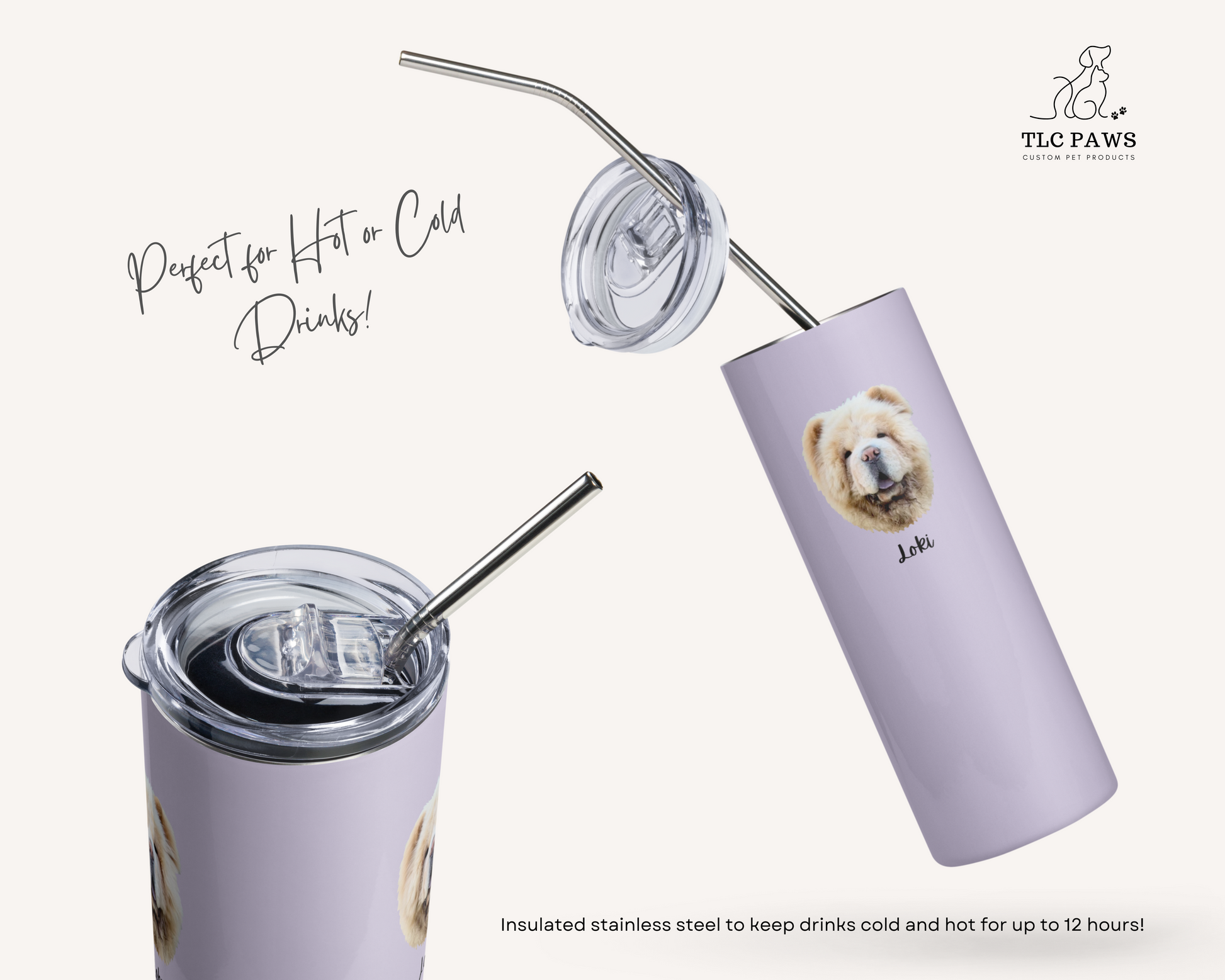 Custom Pet Face Water Bottle Tumbler - TLC Paws