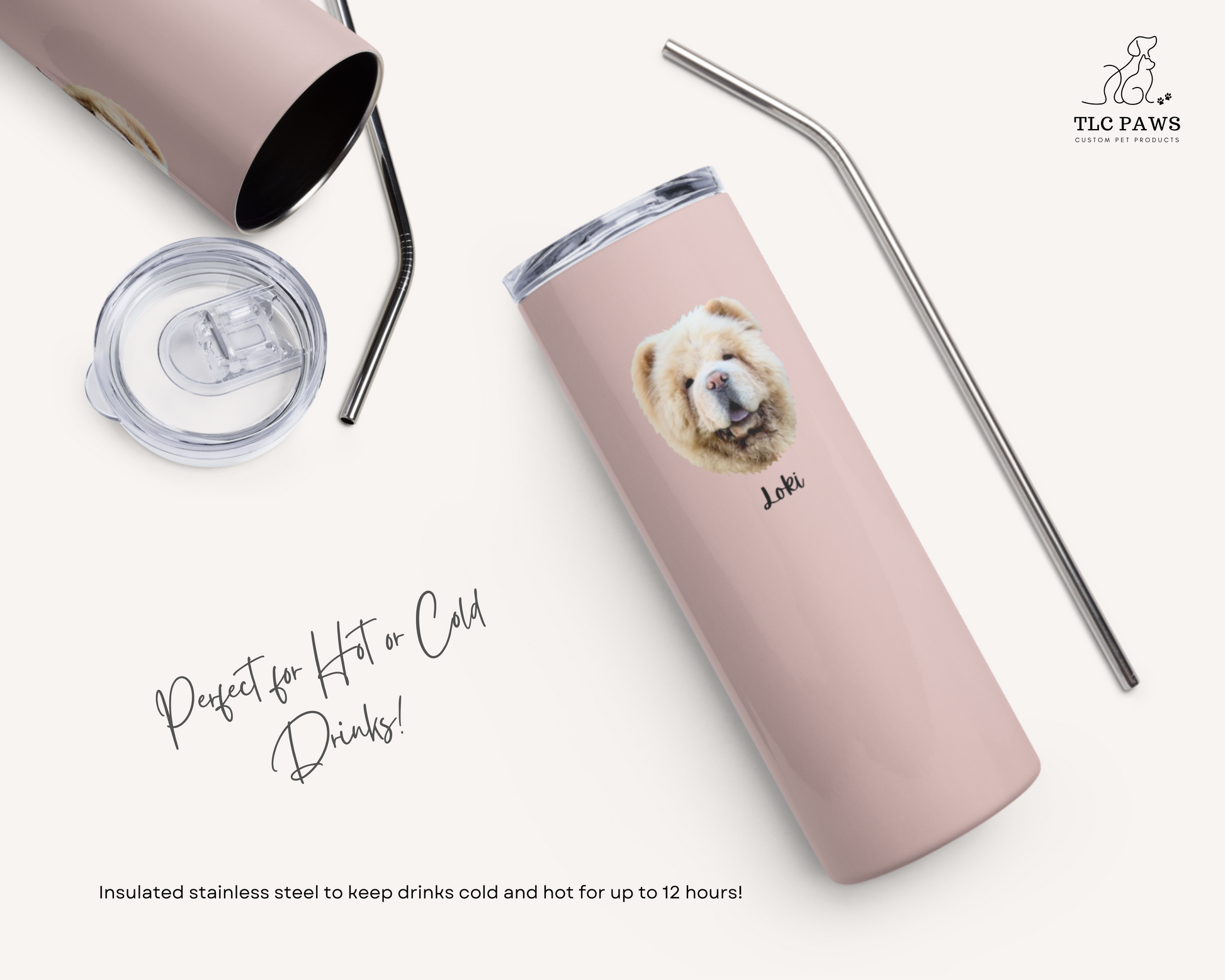 Custom Pet Face Water Bottle Tumbler - TLC Paws