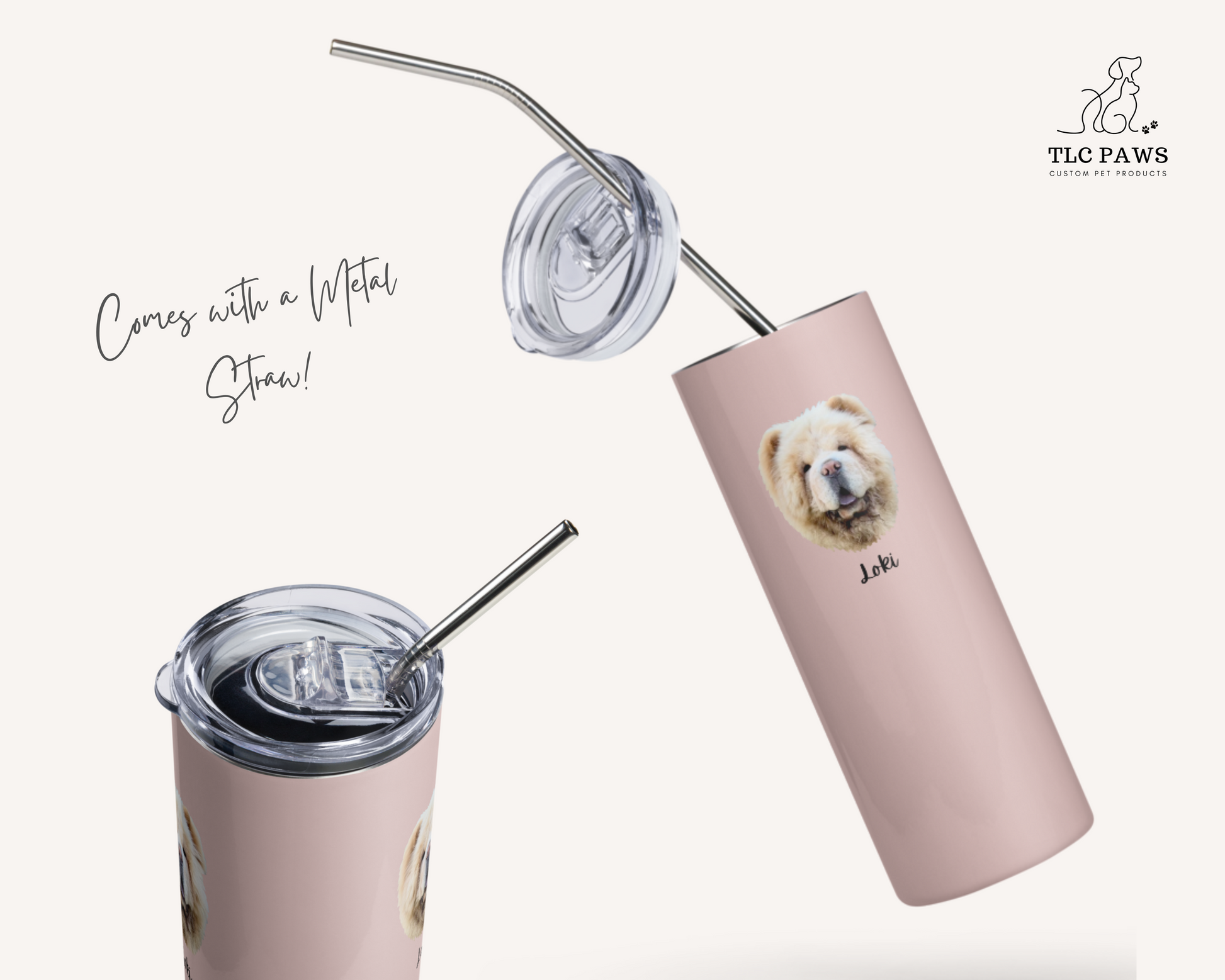 Custom Pet Face Water Bottle Tumbler - TLC Paws
