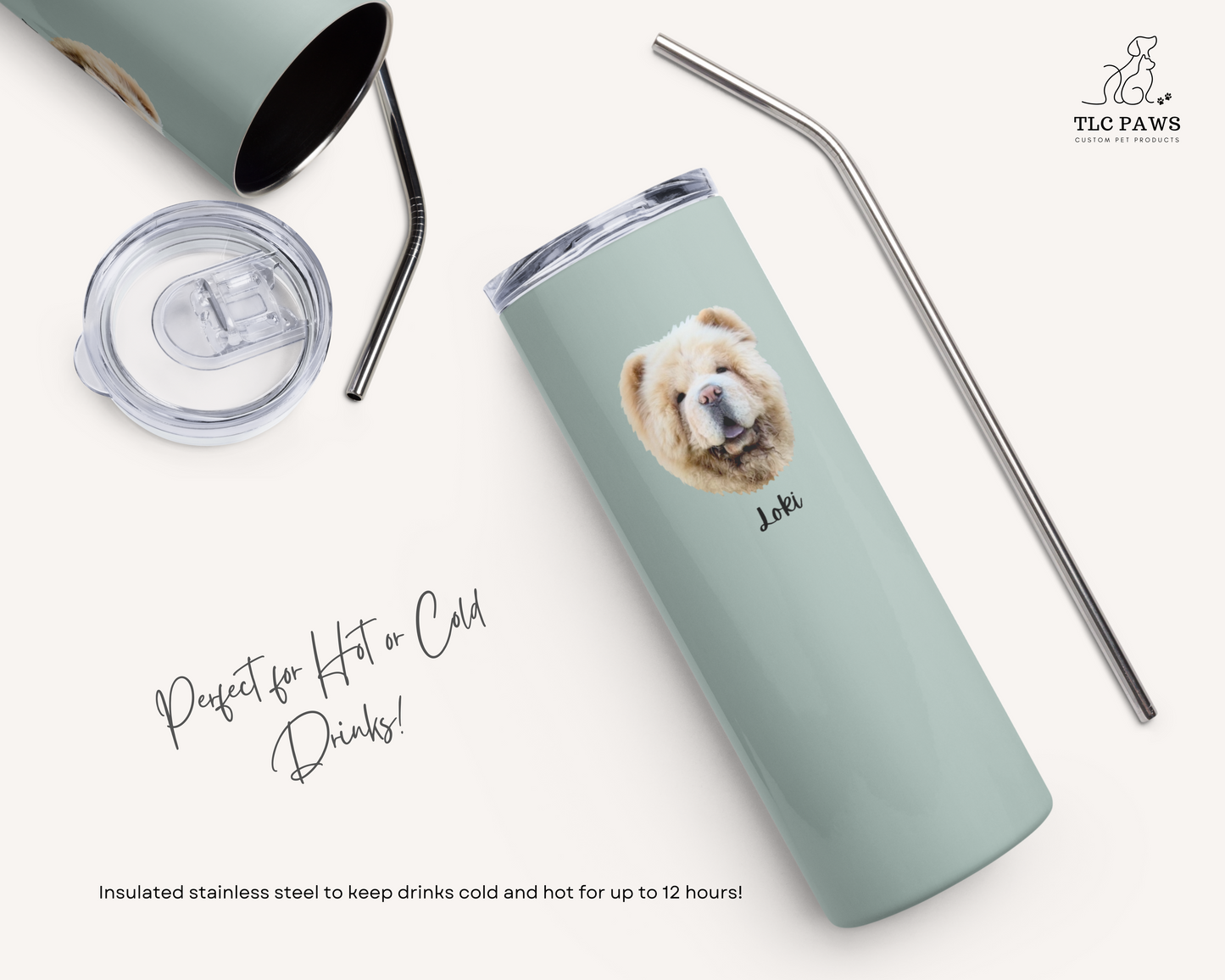 Custom Pet Face Water Bottle Tumbler - TLC Paws