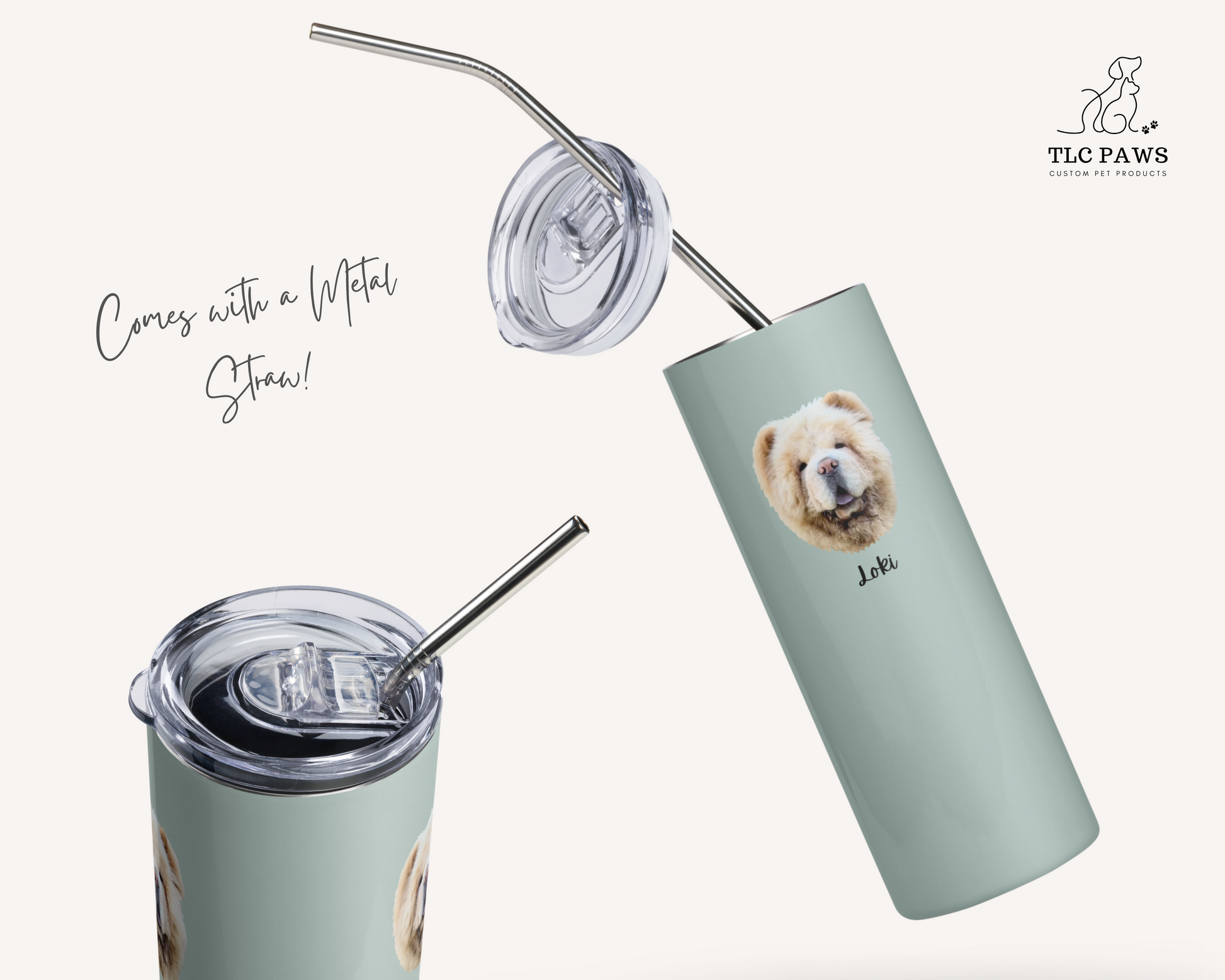 Custom Pet Face Water Bottle Tumbler - TLC Paws