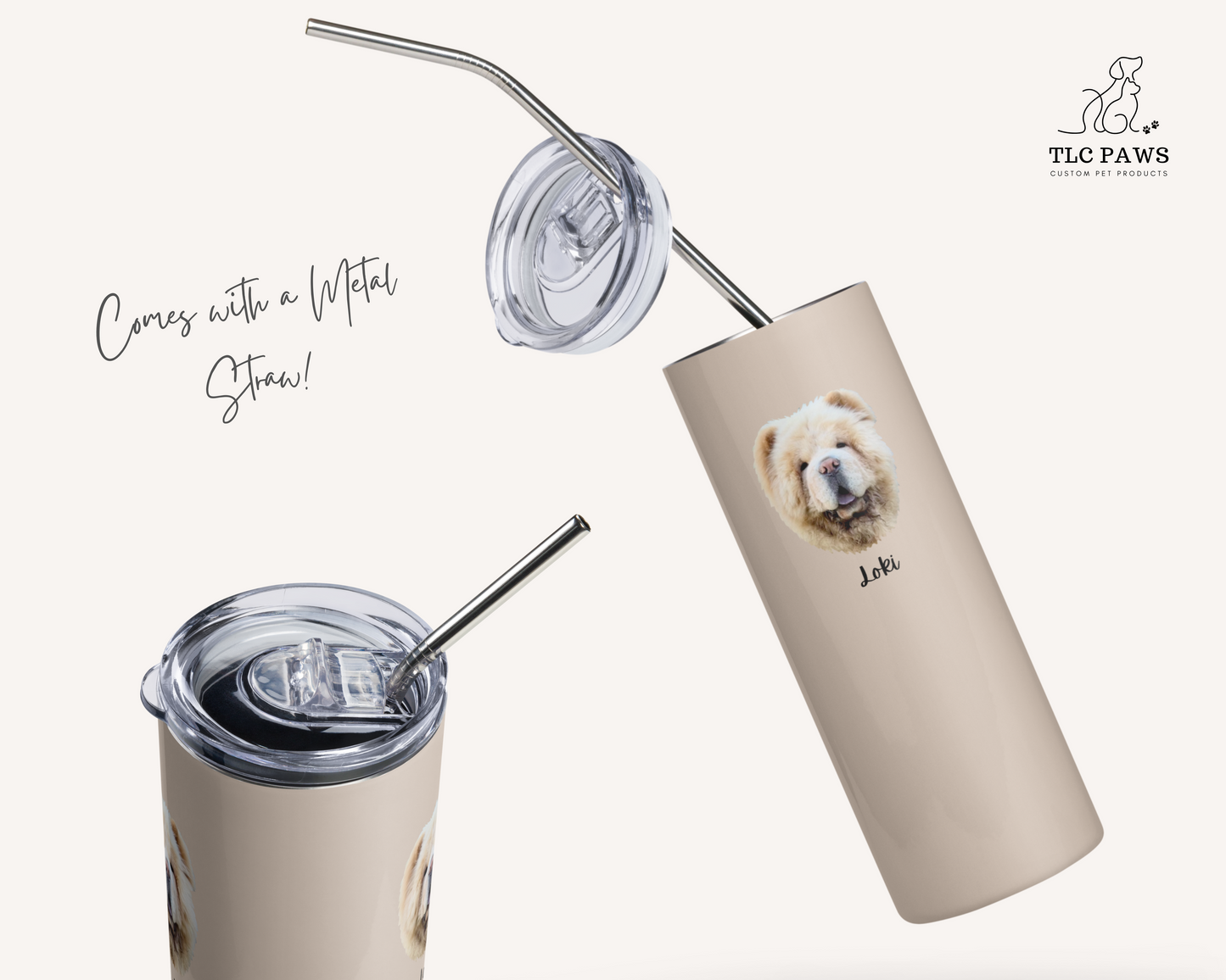 Custom Pet Face Water Bottle Tumbler - TLC Paws
