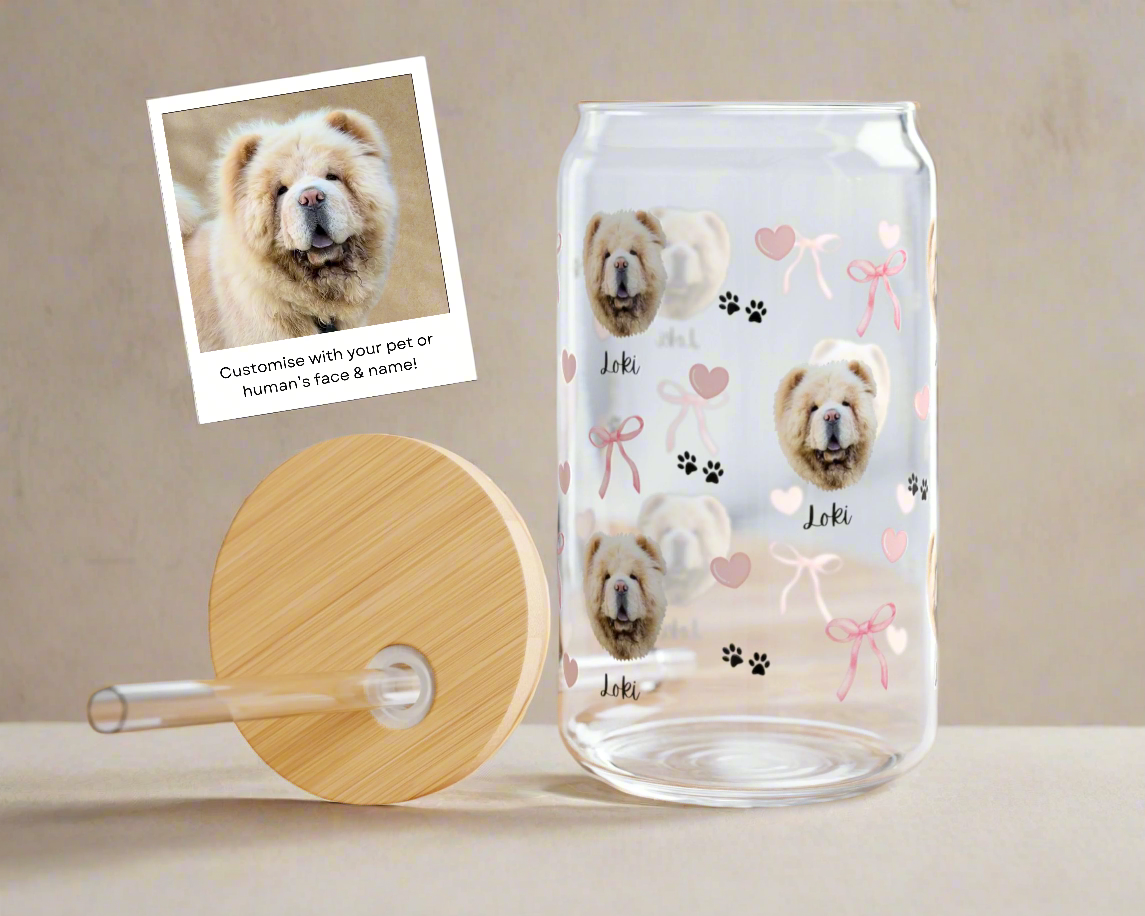 coquette CUSTOM PET PORTRAIT GLASS TUMBLER