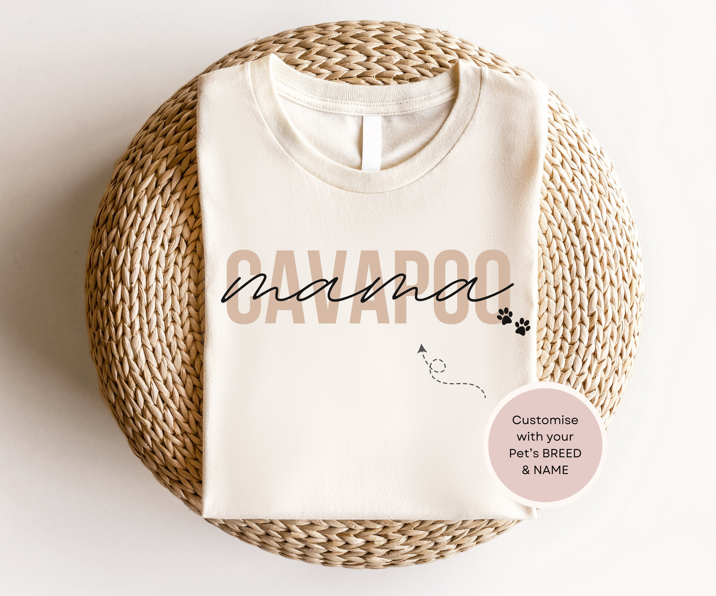 Personalised Cavoodle (Cavapoo) Dog Mama Tshirt - TLC Paws
