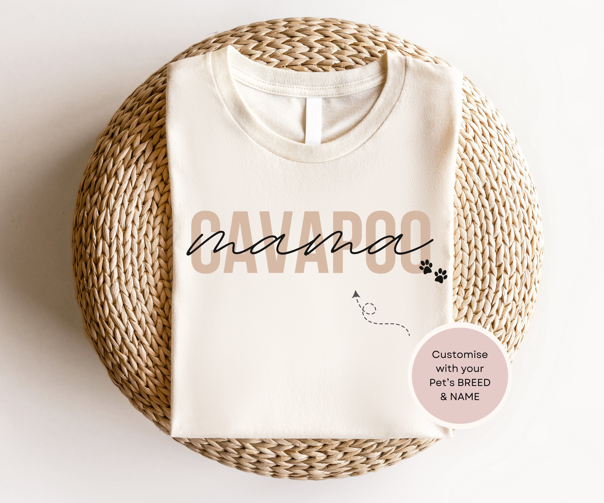 Personalised Cavoodle (Cavapoo) Dog Mama Tshirt - TLC Paws