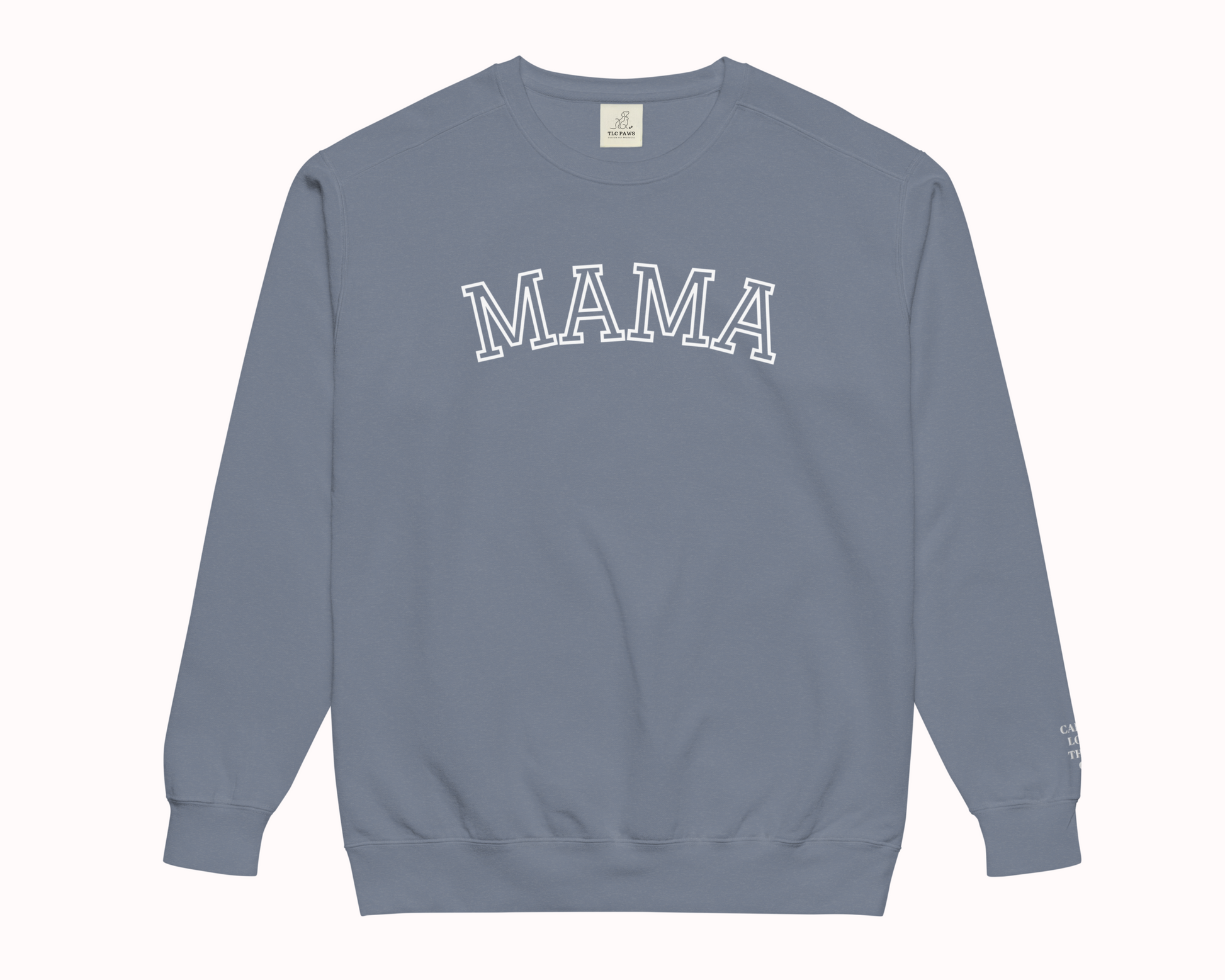 Mama Embroidered Sweatshirt with Personalized Pet & Baby Names on Sleeve