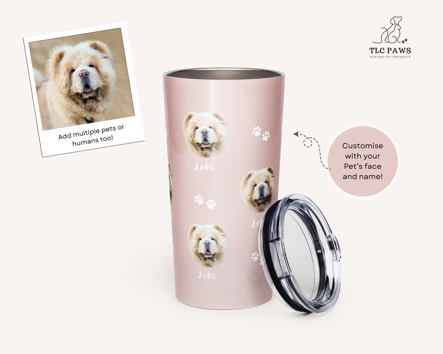 Custom Pet Face Wine & Coffee Tumbler - TLC Paws