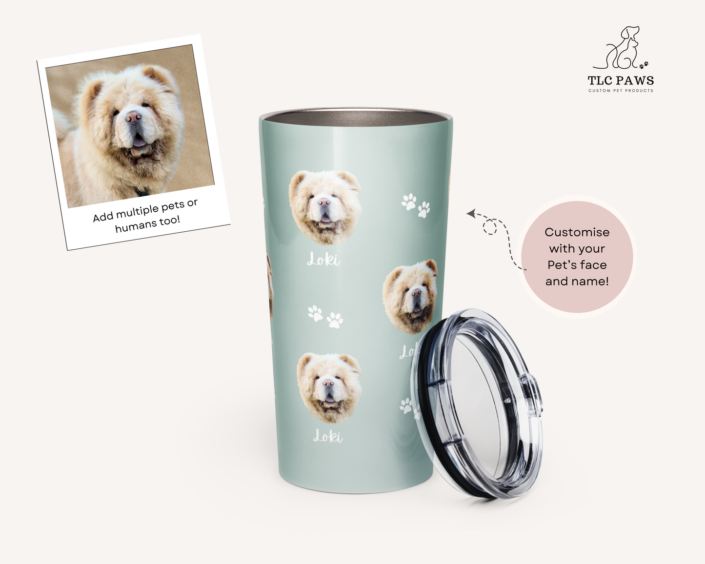 Custom Pet Face Wine & Coffee Tumbler - TLC Paws
