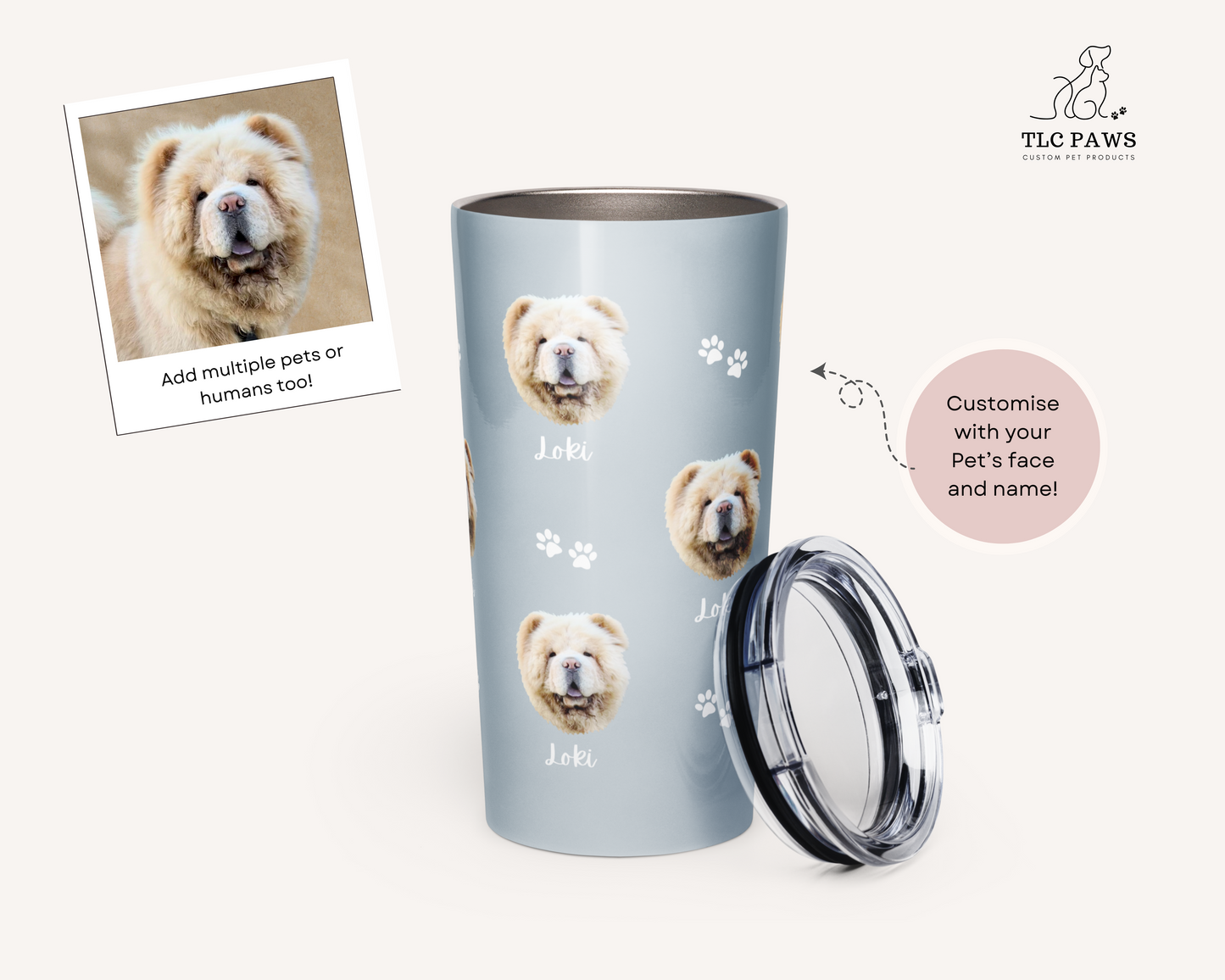 Custom Pet Face Wine & Coffee Tumbler - TLC Paws
