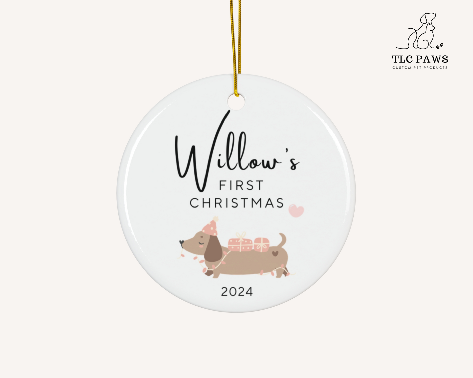 Personalised Dachshund Christmas Ornament - Blue - TLC Paws