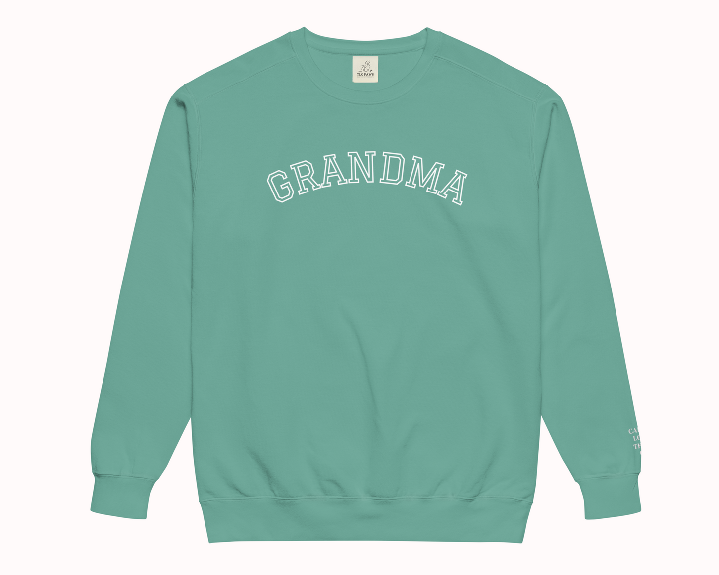 Grandma Embroidered Sweatshirt with Personalised Pet & Baby Names on Sleeve - TLC Paws