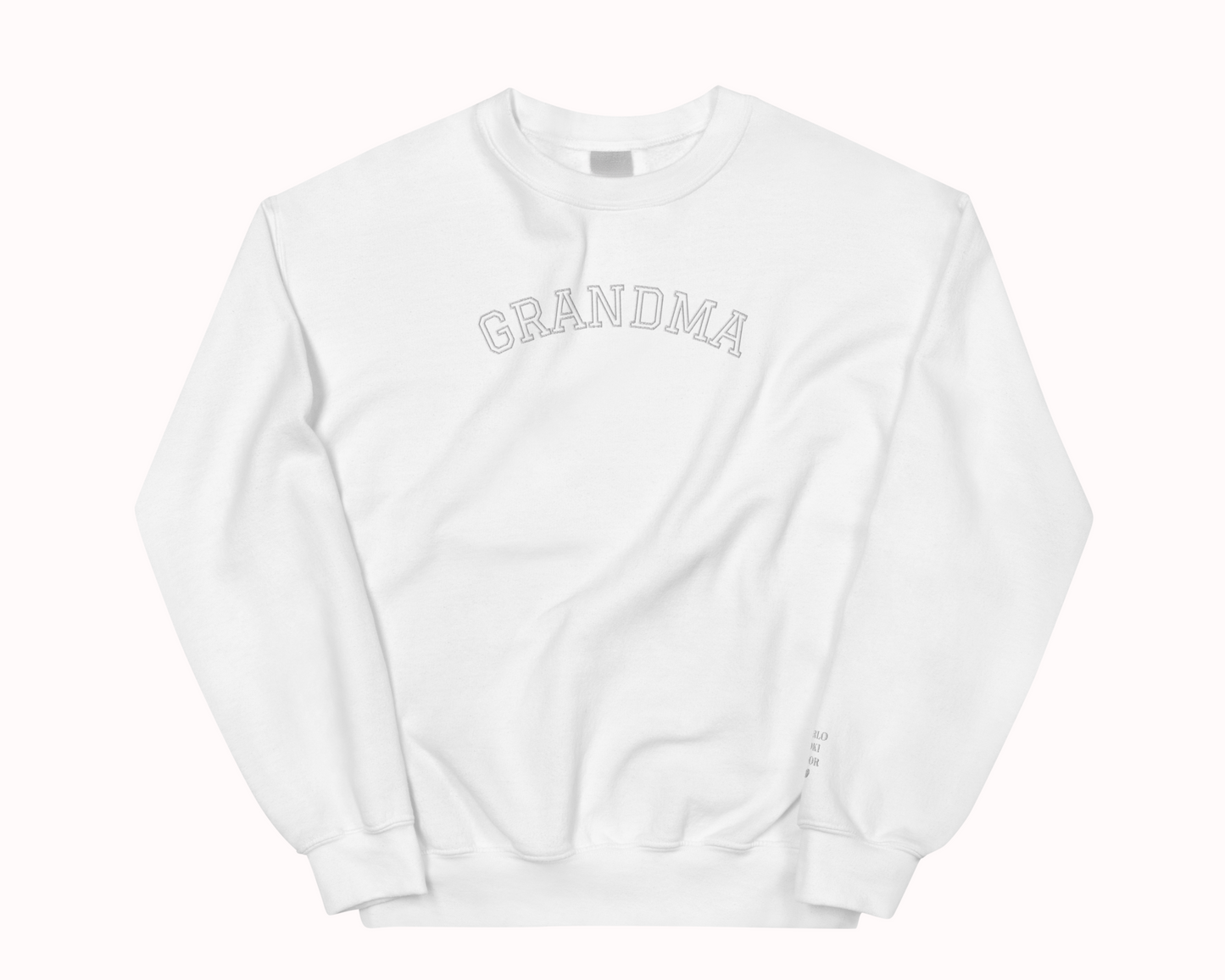 Grandma Embroidered Sweatshirt with Personalised Pet & Baby Names on Sleeve - TLC Paws