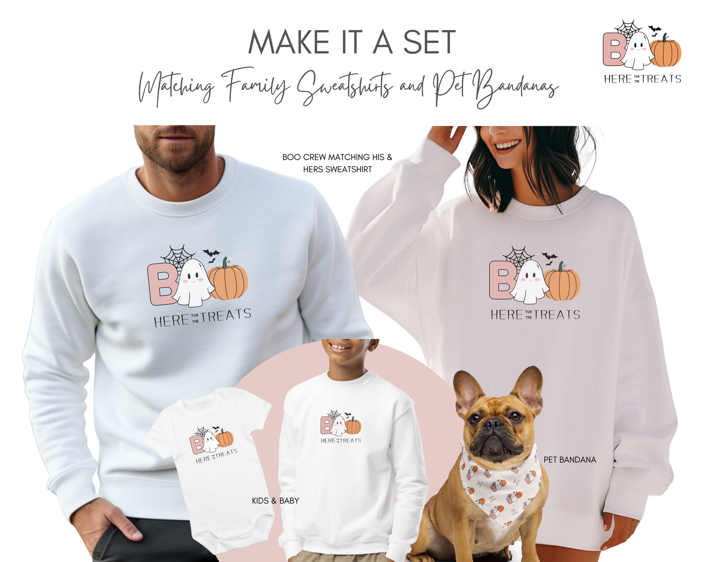 Halloween Boo Crew Dog Bandana- Matching Family Set - TLC Paws