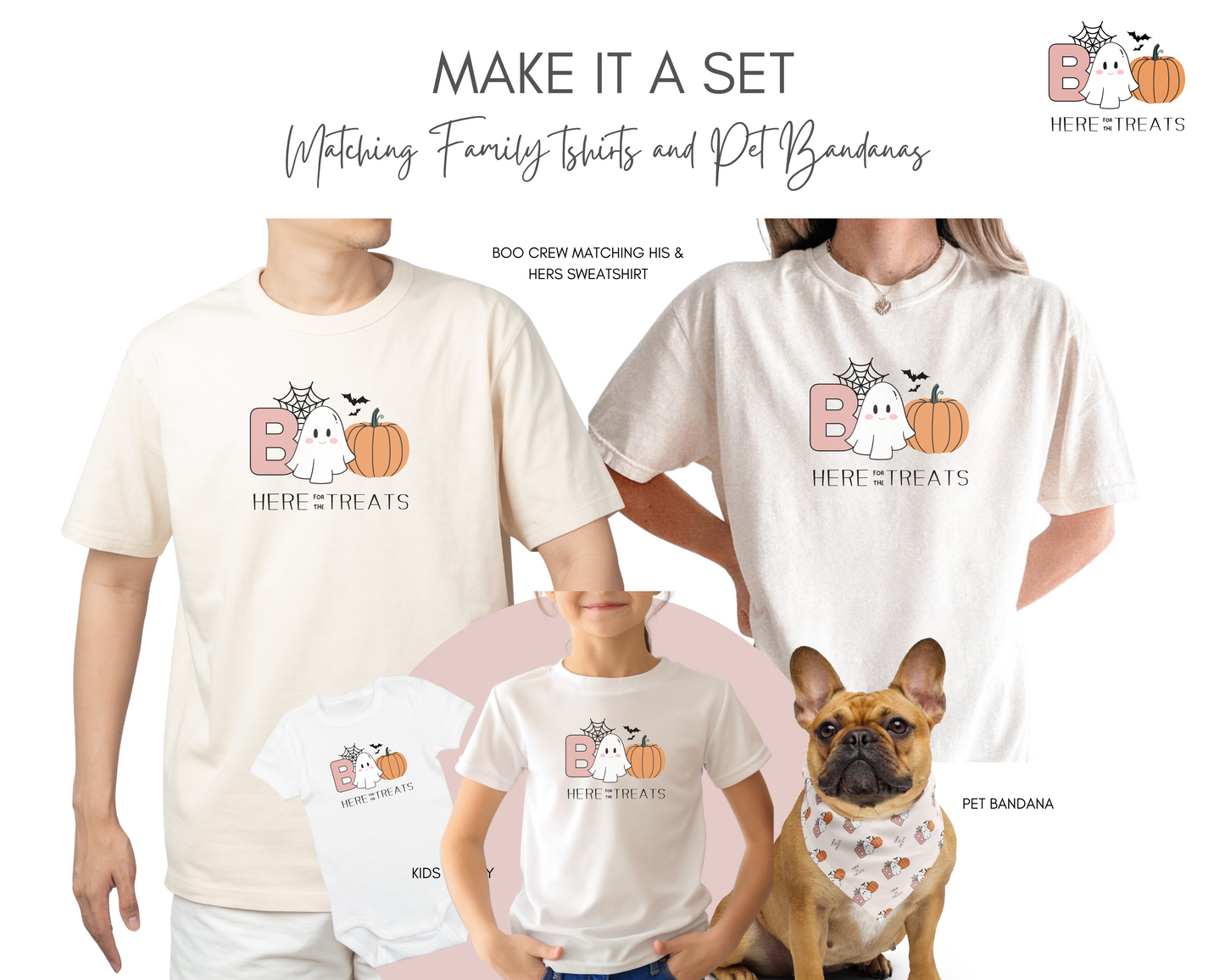 Halloween Boo Crew Dog Bandana- Matching Family Set - TLC Paws