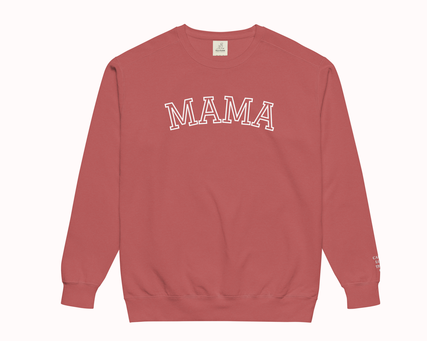 Mama Embroidered Sweatshirt with Personalized Pet & Baby Names on Sleeve