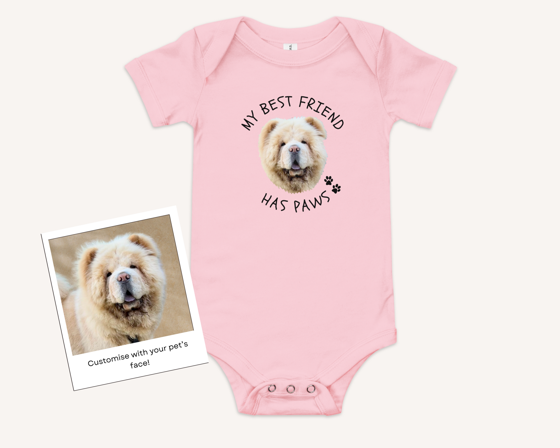 My Big Brother Has Paws Baby Onesie with Personalised Pet Face - TLC Paws
