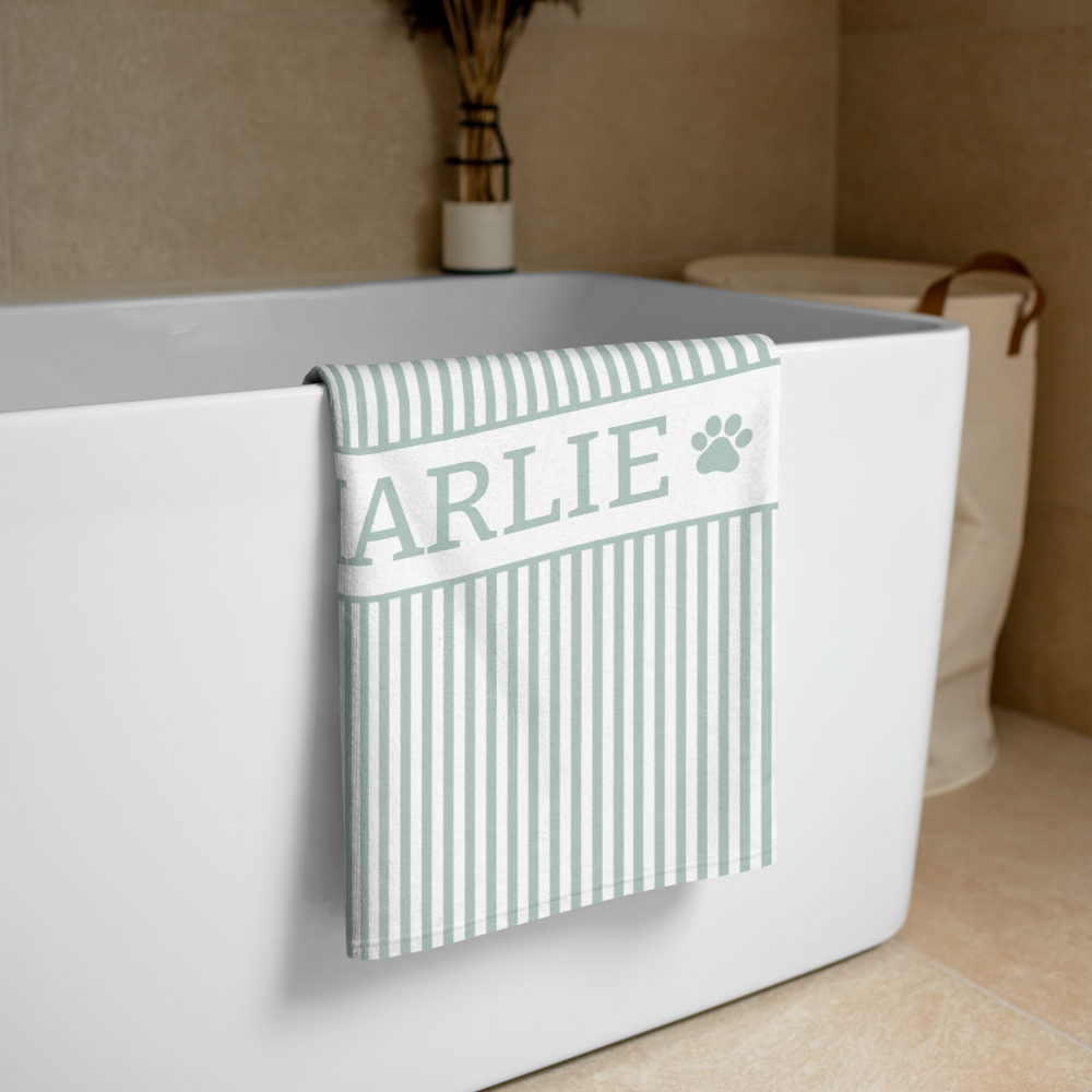 Personalised Beach Towel (Sage) – Custom Soft & Absorbent Towels for You and Your Pets - TLC Paws