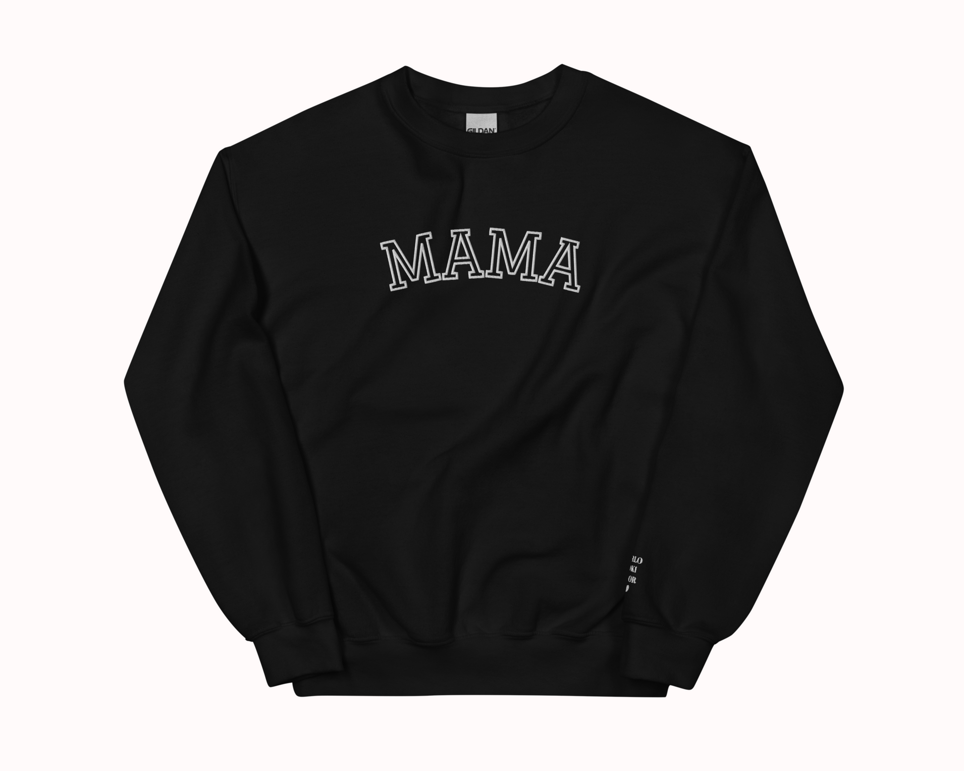 Mama Embroidered Sweatshirt with Personalized Pet & Baby Names on Sleeve
