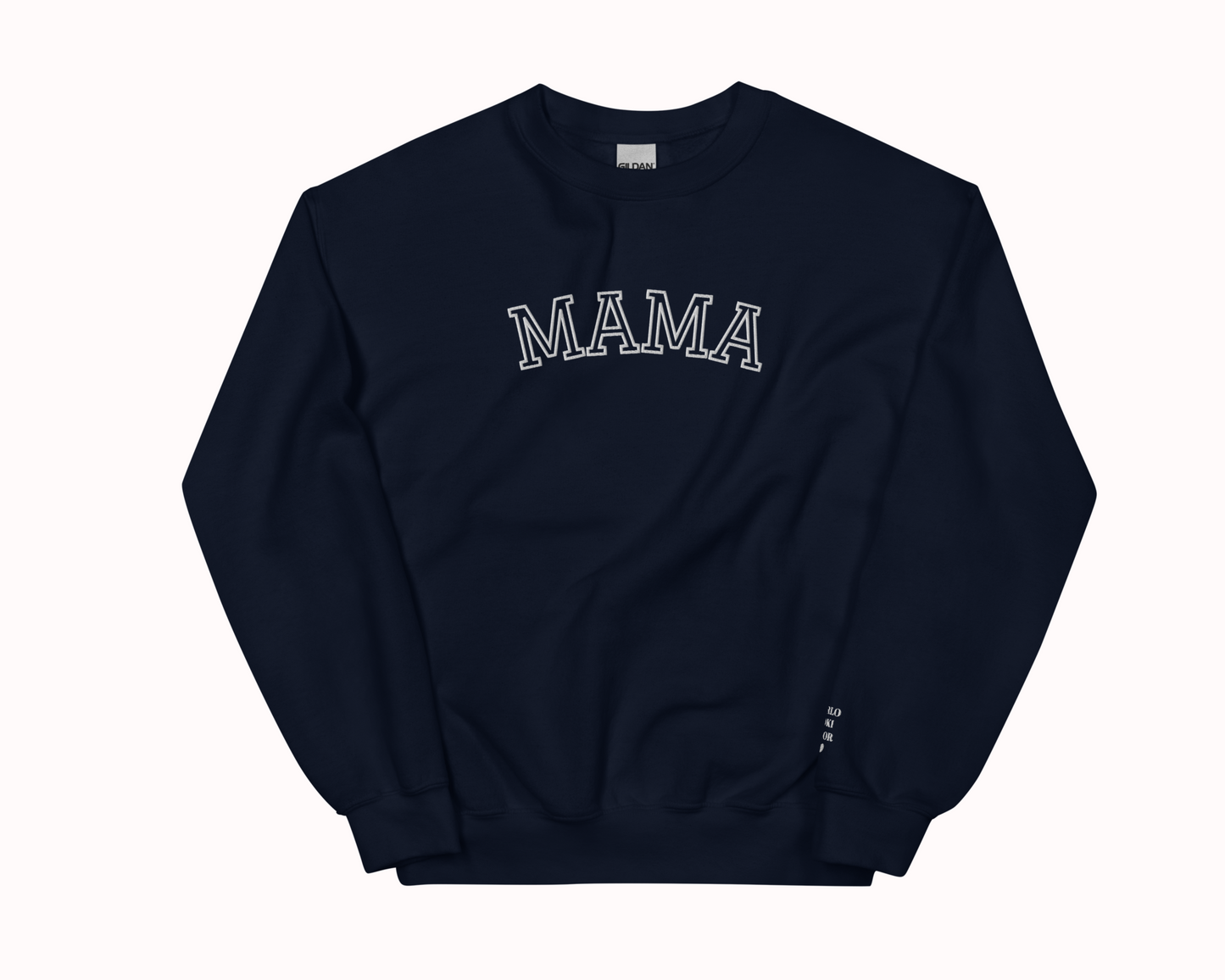 Mama Embroidered Sweatshirt with Personalised Pet & Baby Names on Sleeve - TLC Paws