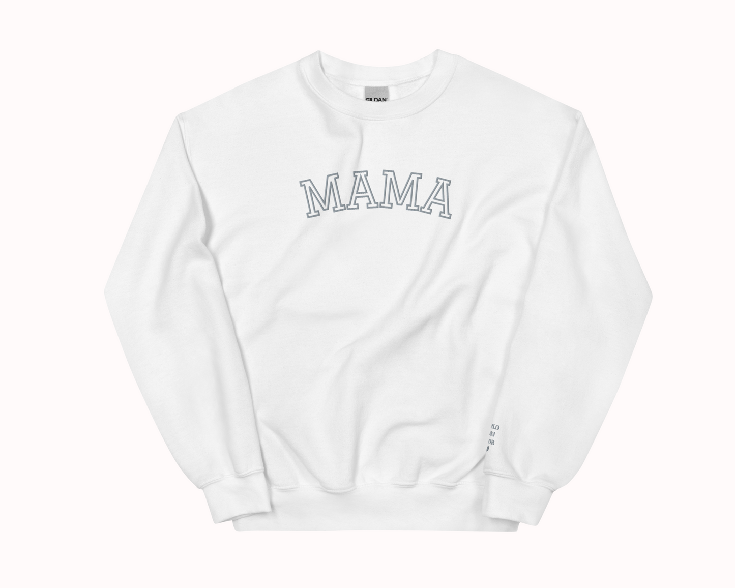 Mama Embroidered Sweatshirt with Personalised Pet & Baby Names on Sleeve - TLC Paws