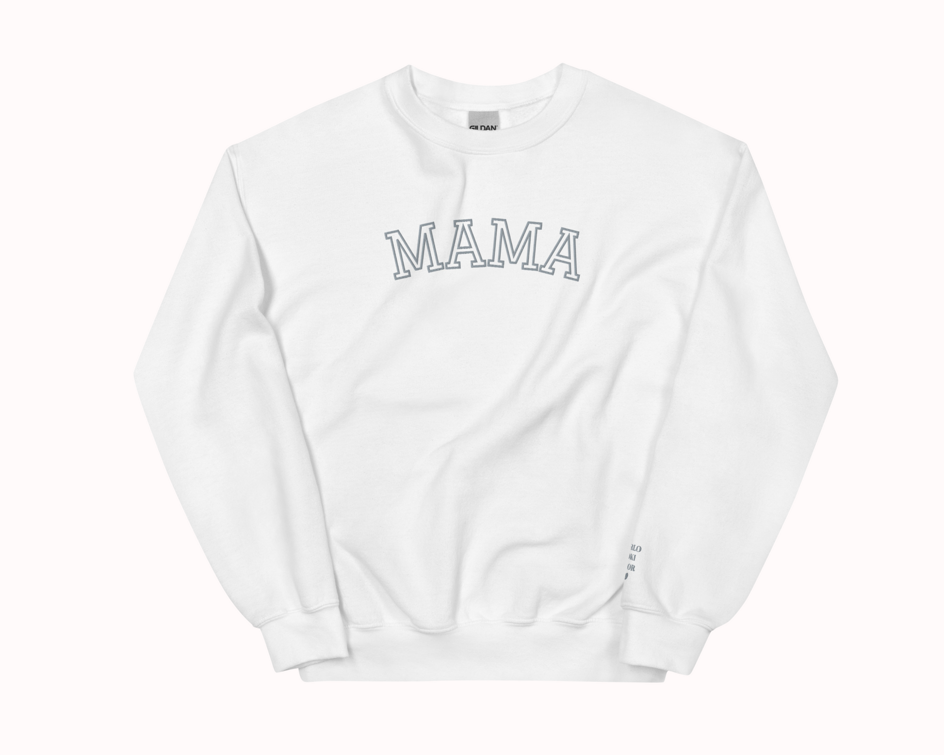 Mama Embroidered Sweatshirt with Personalised Pet & Baby Names on Sleeve - TLC Paws