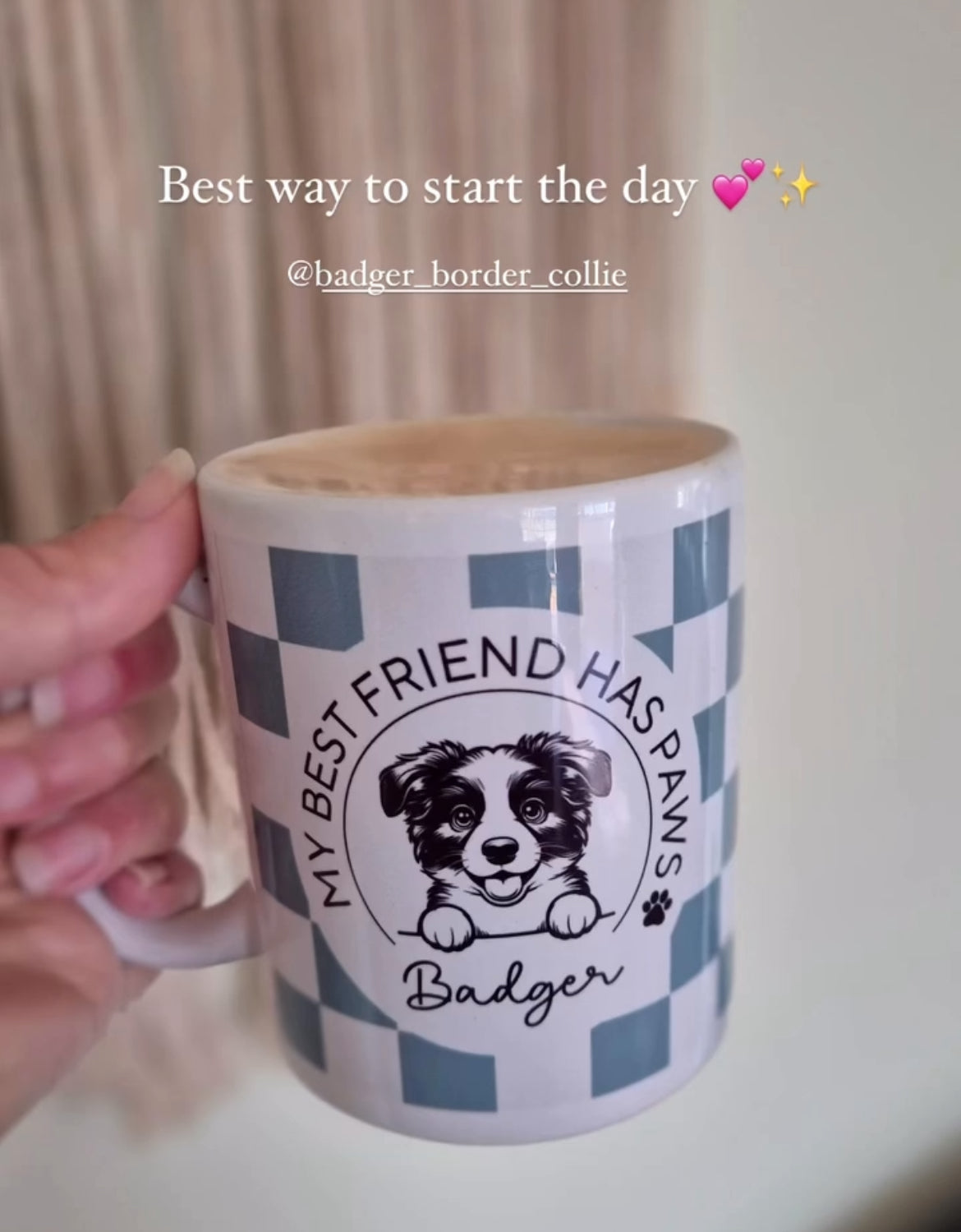Personalised Golden Retriever Best Friend Dog Mug - Checkered Sage - TLC Paws