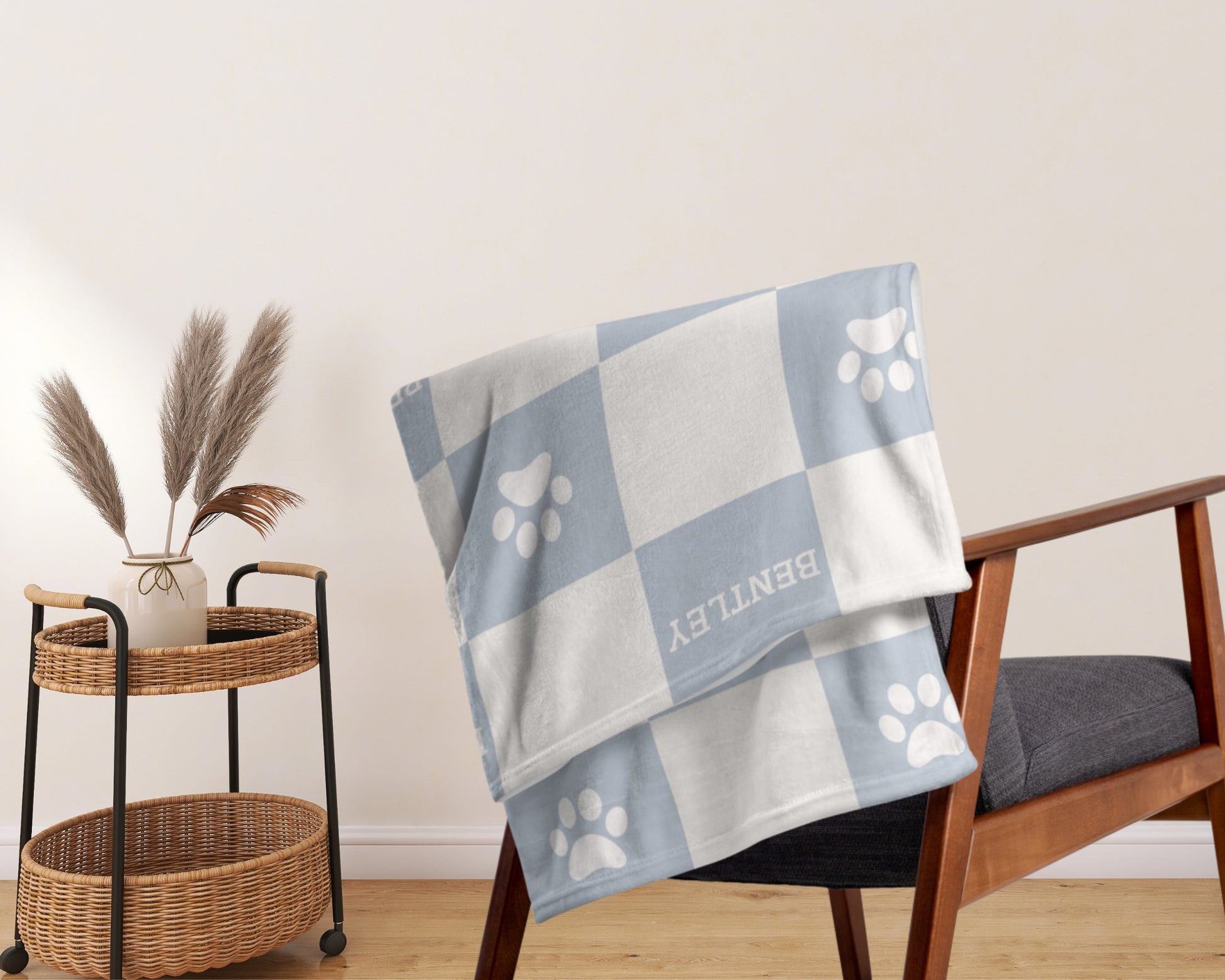 Personalised Blanket & Throw - Powder Blue - TLC Paws