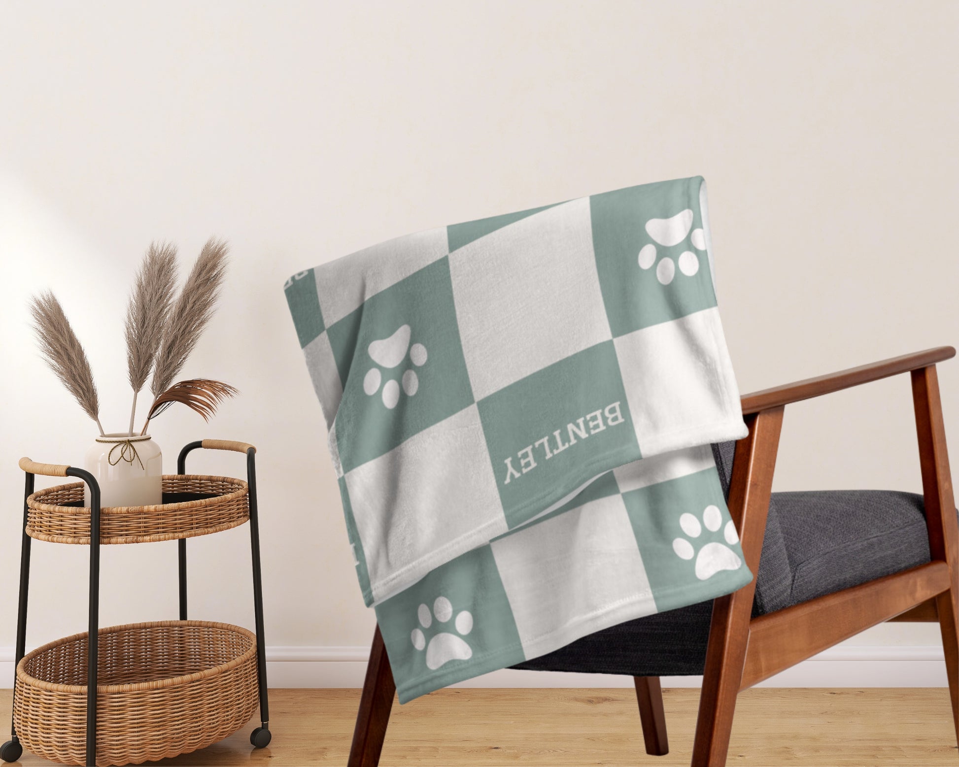 Personalised Blanket & Throw - Sage - TLC Paws