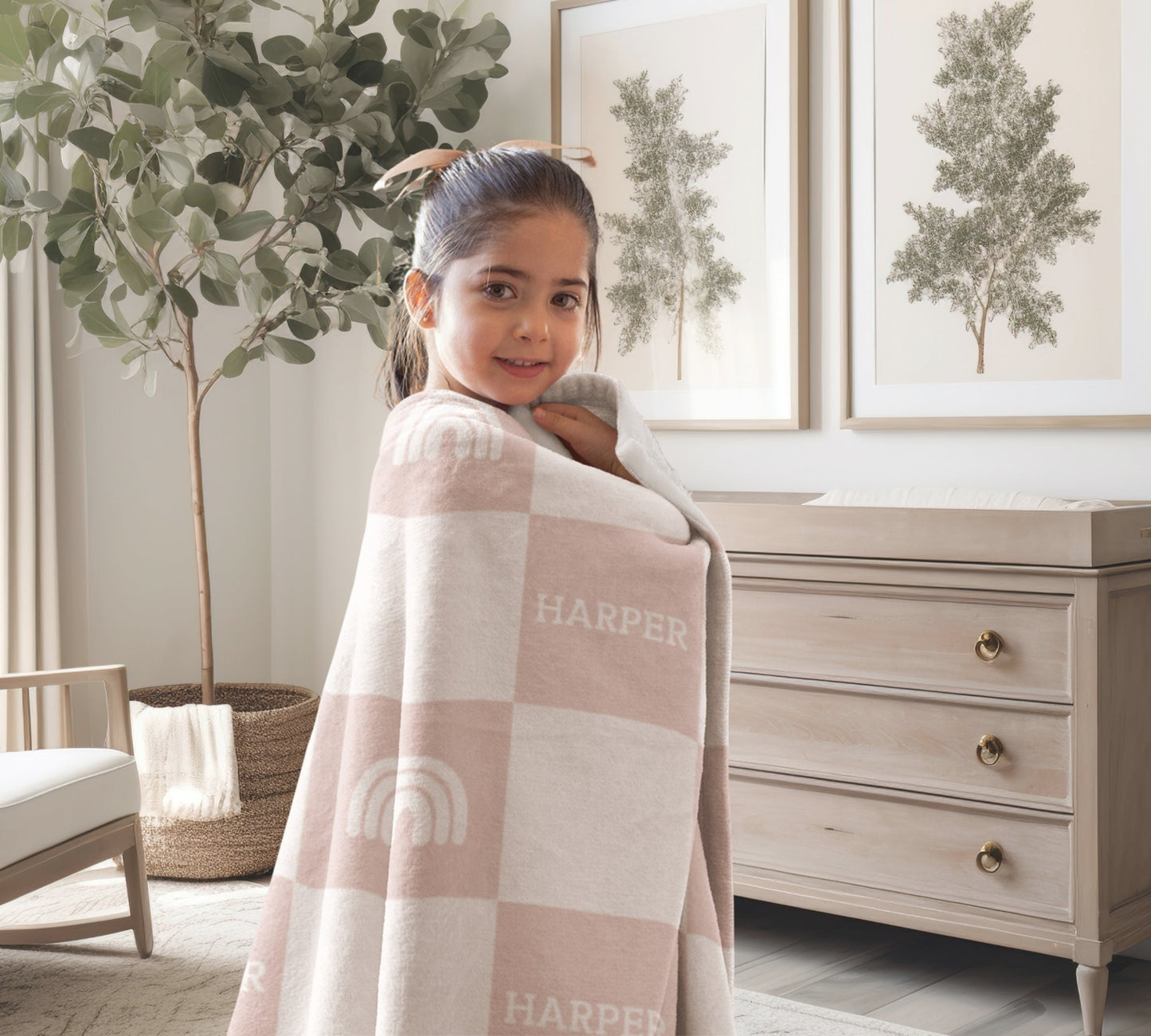 Personalised Blanket & Throw - Dusty Pink - TLC Paws