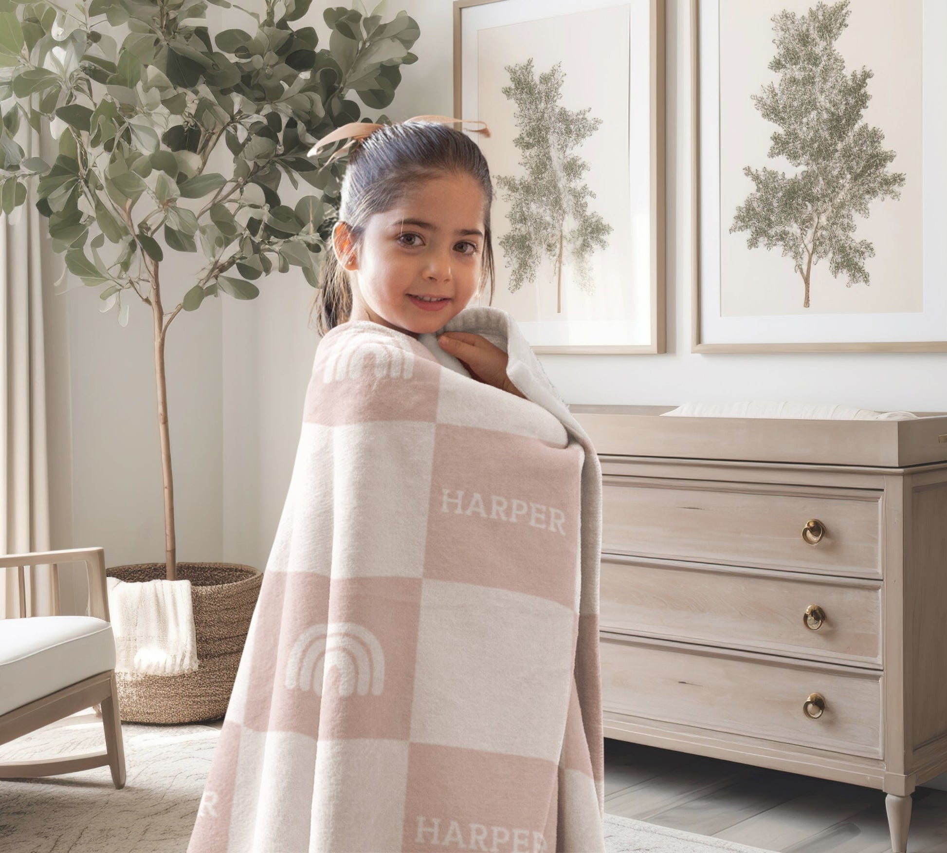 Personalised Blanket & Throw - Dusty Pink - TLC Paws