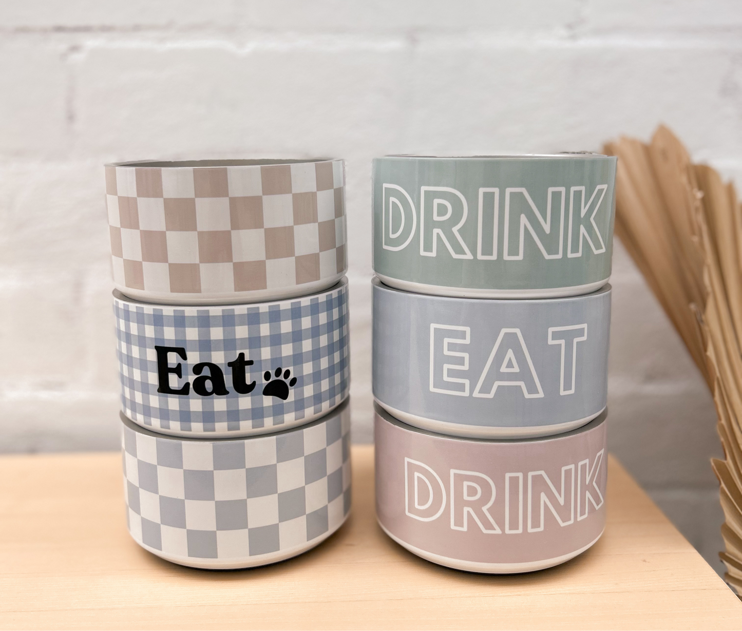Personalised Pet Dog Bowl and Cat Feeder - Checkered Sand