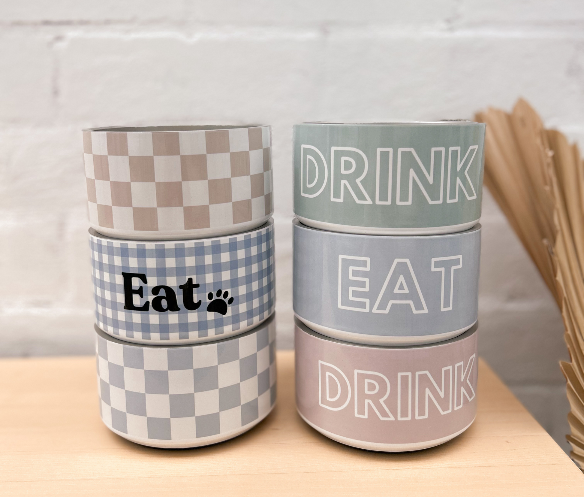Personalised Pet Dog Bowl and Cat Feeder - Checkered Sand