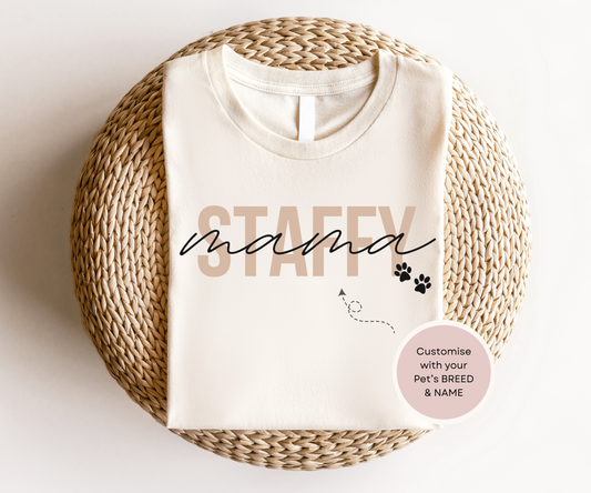 Personalised Staffordshire Dog Mama Tshirt - TLC Paws
