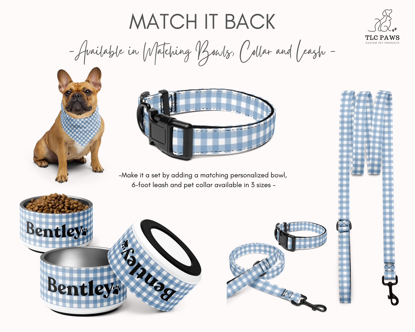 Dog Bandana - Checkered Blue - TLC Paws