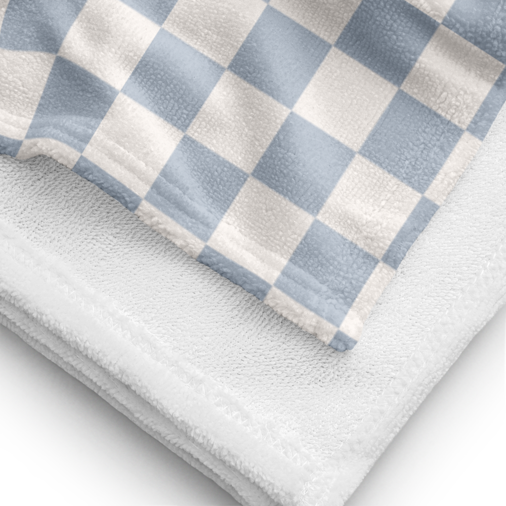 Personalised Beach Towel Checkered Blue – Custom Soft & Absorbent Towels for You and Your Pets - TLC Paws