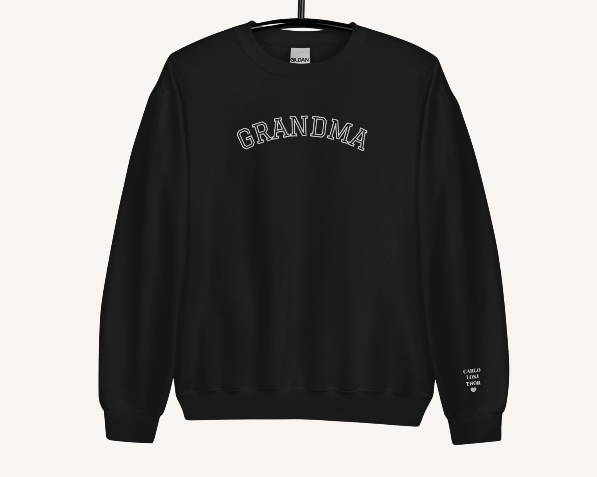 Custom Embroidered Grandma Sweatshirt with Personalised Pet & Baby Names on Sleeve - TLC Paws