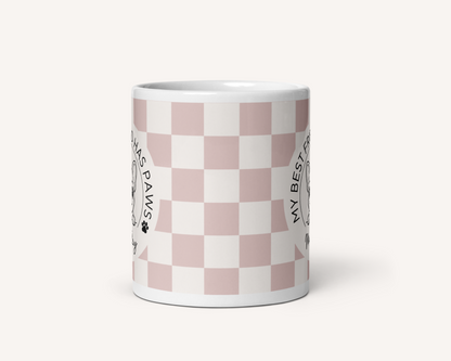 Personalised French Bulldog Best Friend Mug - Checkered Dusty Pink - TLC Paws