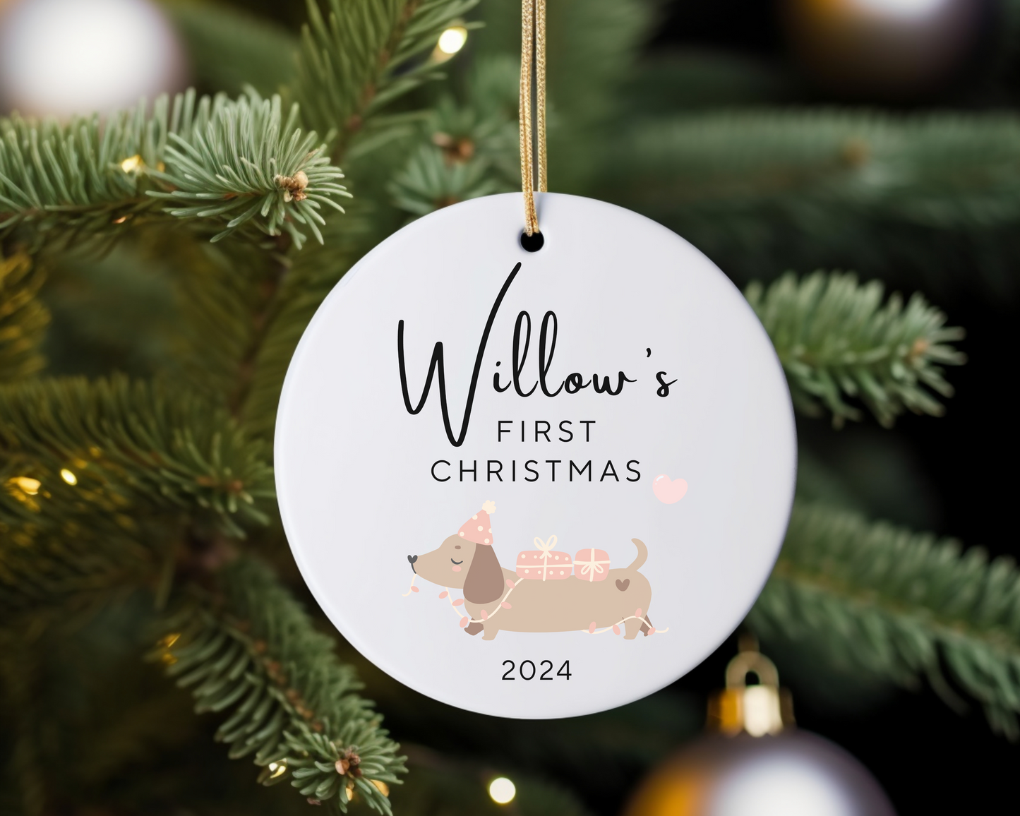 Custom Dachshund Christmas Ornament