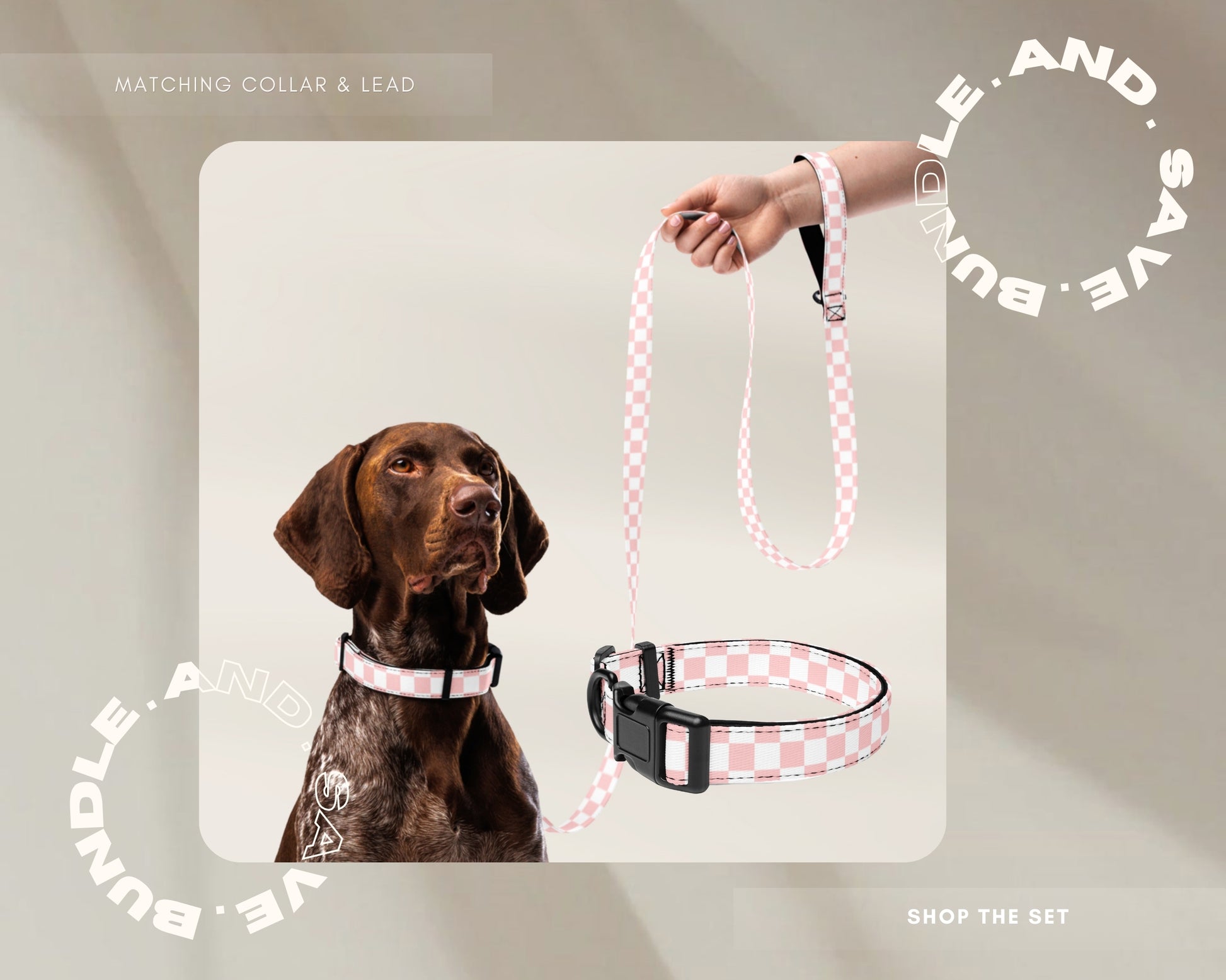 Custom Dog Pet Leash - Checkered Pink - TLC Paws