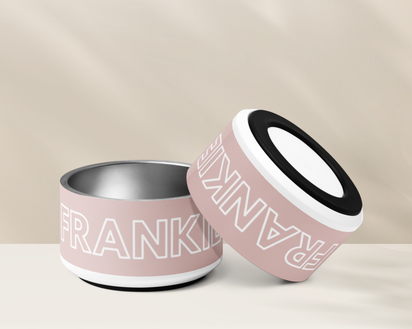 Personalised Dog Bowl and Cat Feeder - Dusty Pink - TLC Paws