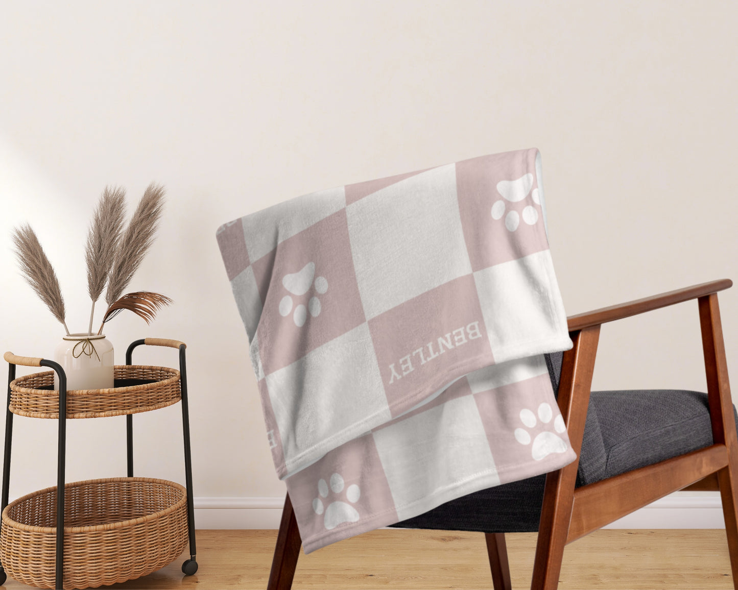 Personalised Blanket & Throw - Dusty Pink - TLC Paws