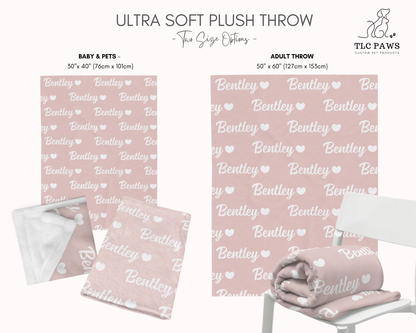 Personalised Blanket & Throw - Blush - TLC Paws