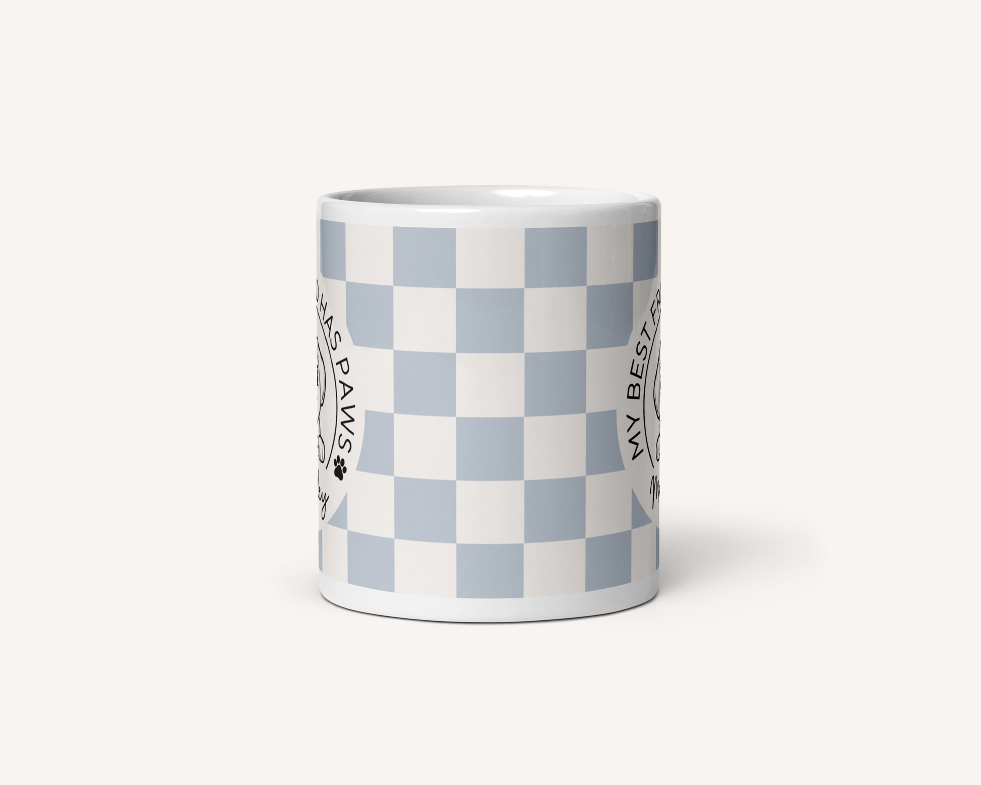 Personalised Dog Best Friend Mug - Checkered Powder Blue - TLC Paws